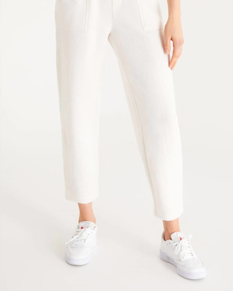 Front of a model wearing a size L Jade Knit Pant in White in White by Z Supply. | dia_product_style_image_id:338028